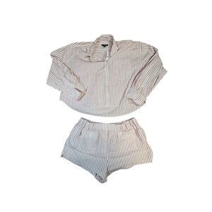 J.Crew Étienne Cropped Shirt with shorts Women XL 14 Stripe Set NWT